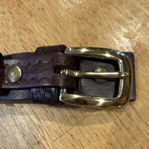 Vintage Cabela's Men’s Brown Braided Dress Western Belt Brass Buckle Size 38x1”